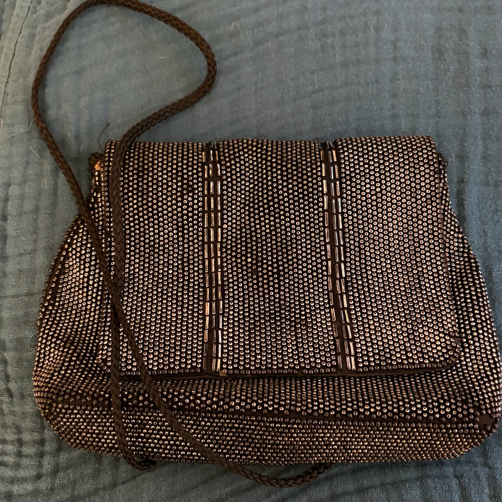 Elegant Black and White Beaded Women's Bag